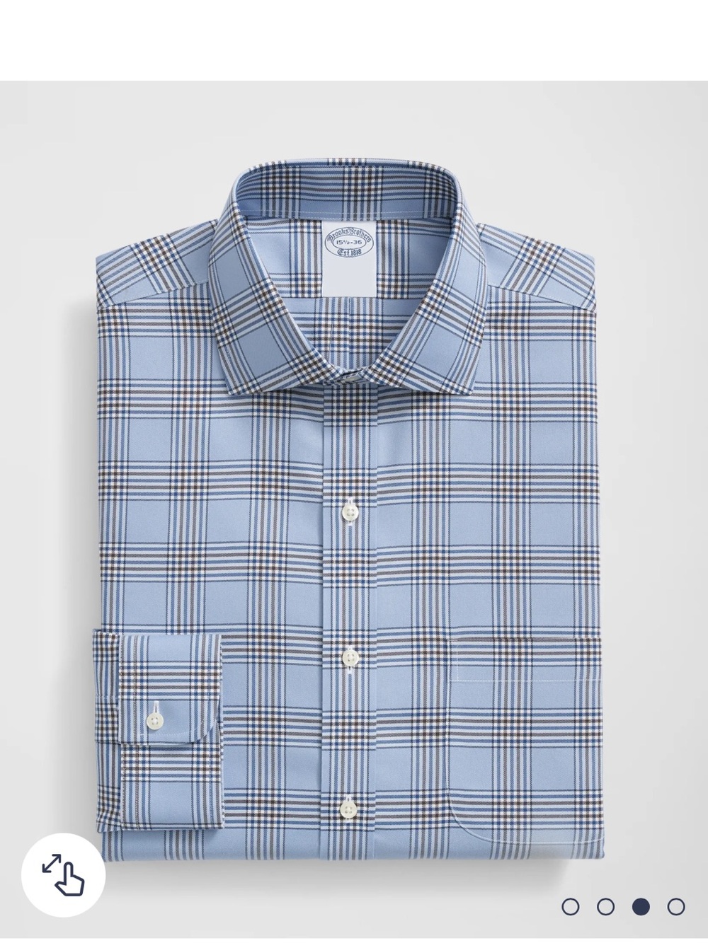 Brooks Brothers  Light Blue Windowpane Slim Non-Iron Stretch Dress Shirt 17/33